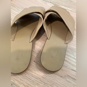 Everlane Tan/Beige Leather Sandals Square Toe